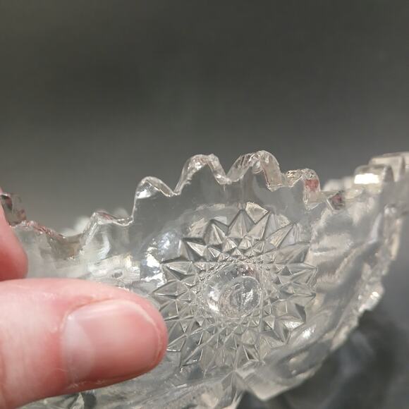 EAPG McKee Sextec Press Cut Ruffled Sawtooth Edge 6.5" Bowl *Rim Chips* - Picture 6 of 12